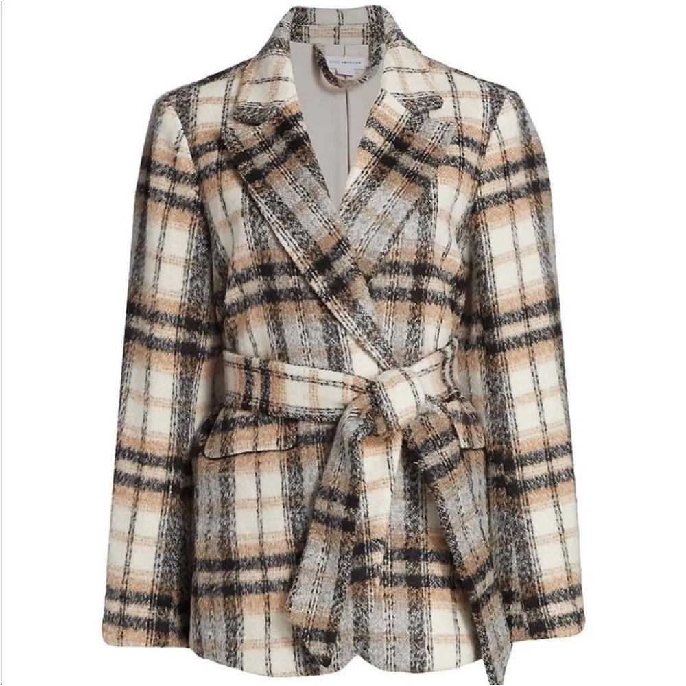NWT Good American Plaid Boxy Blazer S/M